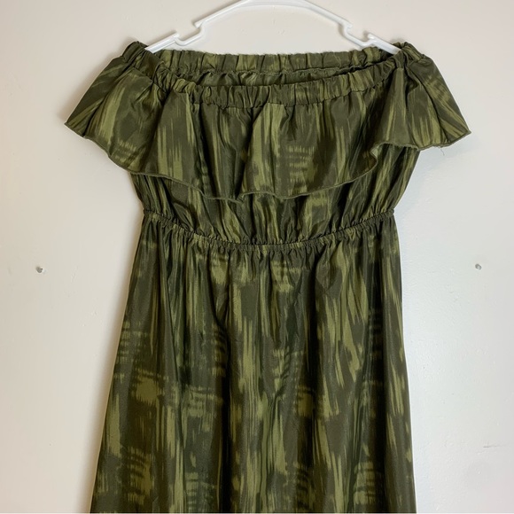 Mine Green & Brown Tropical Strapless Maxi Dress - Picture 6 of 7